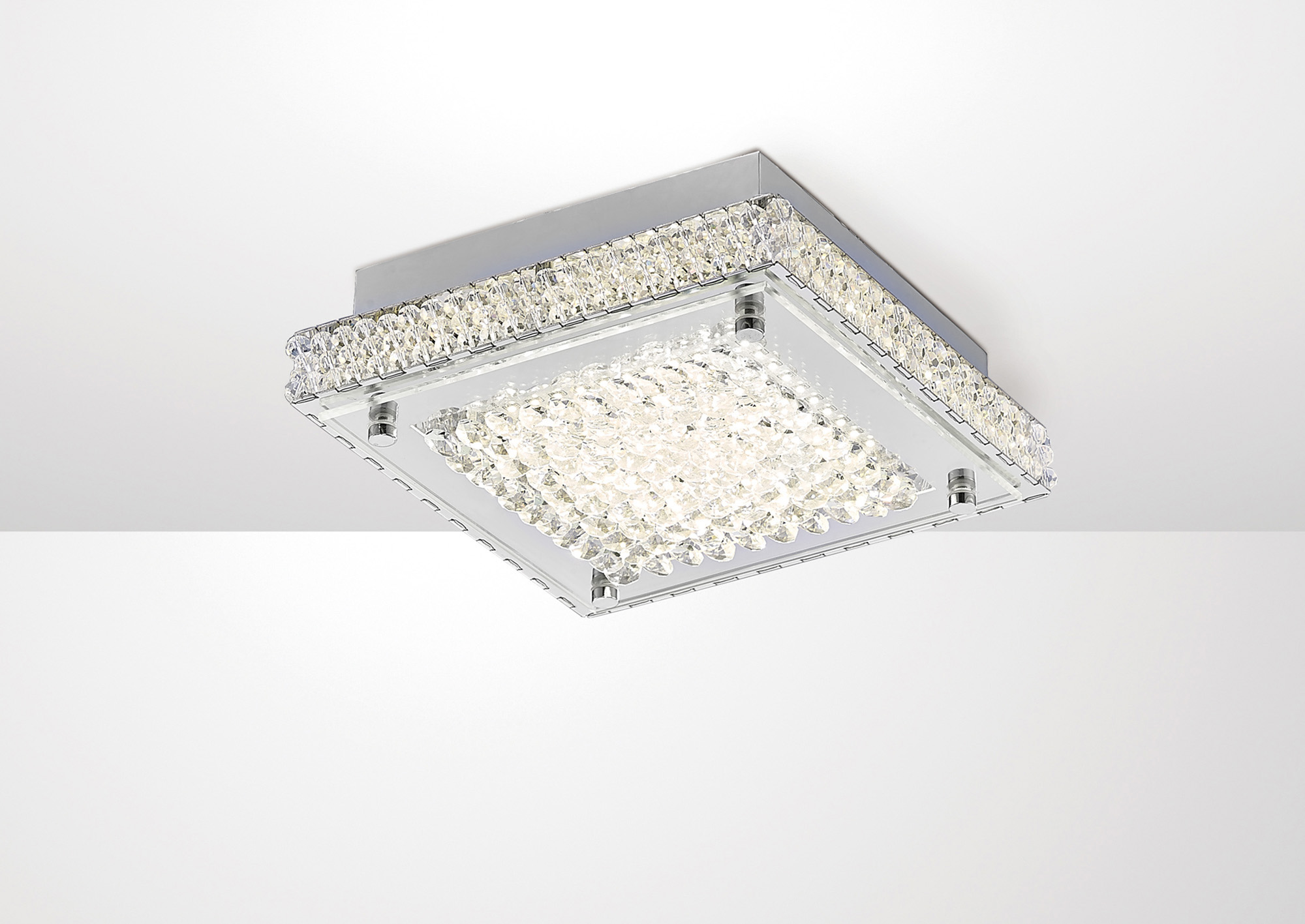 IL80070  Amelia Crystal 12W LED Square  Flush Ceiling